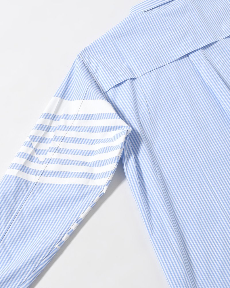 UNISEX PRINTED STRIPED SHIRT -BLUE-