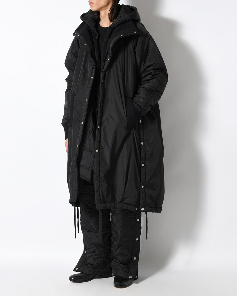 UNISEX PADDED LONG DOUBLE COAT -BLACK-