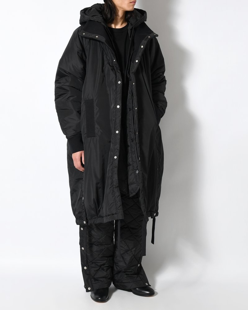 UNISEX PADDED LONG DOUBLE COAT -BLACK-