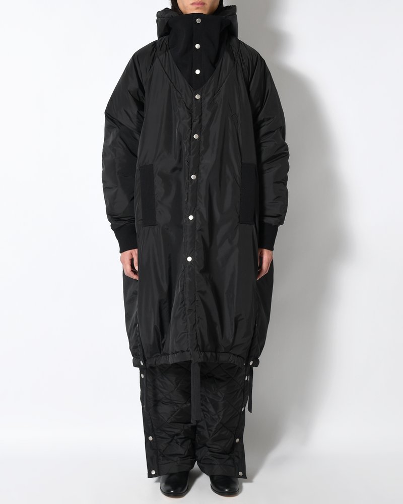 UNISEX PADDED LONG DOUBLE COAT -BLACK-