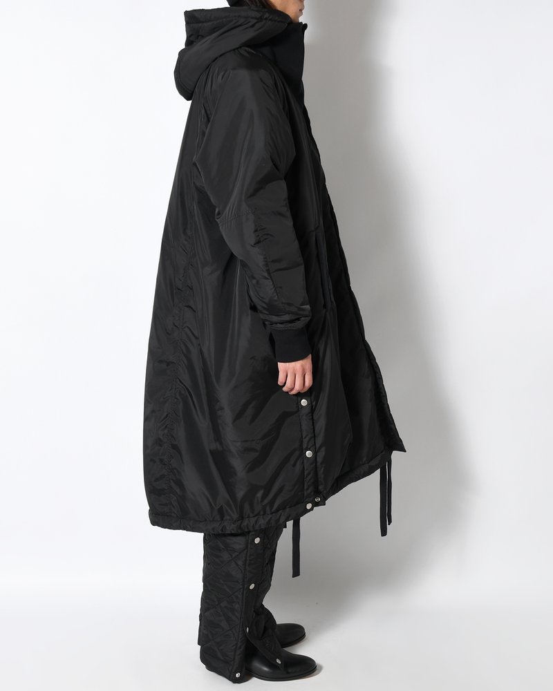 UNISEX PADDED LONG DOUBLE COAT -BLACK-