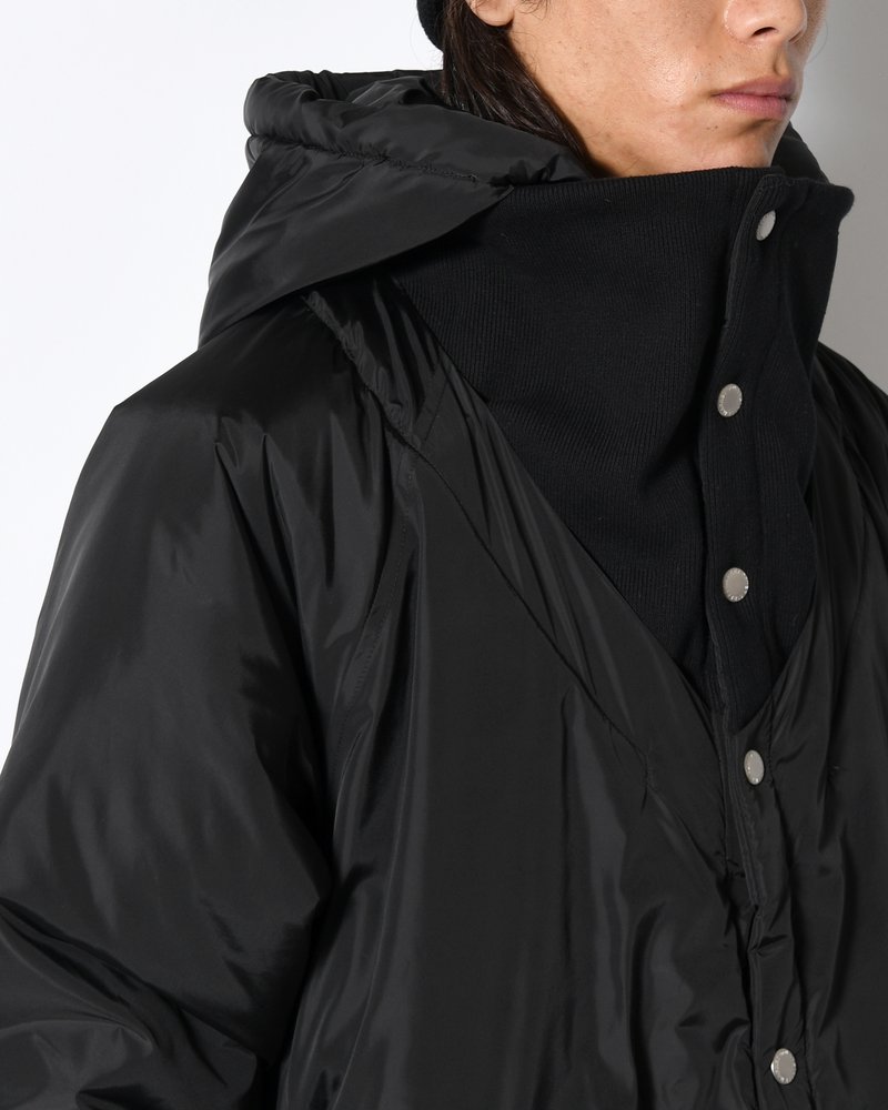 UNISEX PADDED LONG DOUBLE COAT -BLACK-