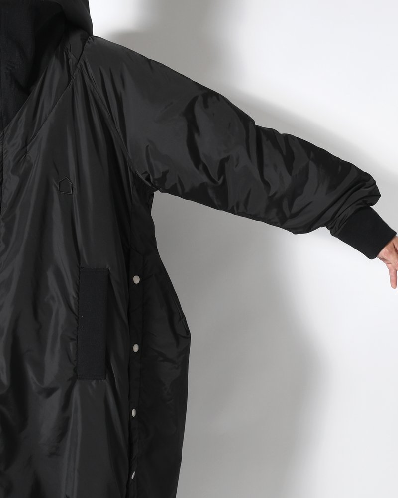 UNISEX PADDED LONG DOUBLE COAT -BLACK-