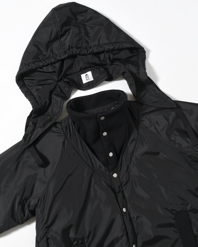 UNISEX PADDED LONG DOUBLE COAT -BLACK-