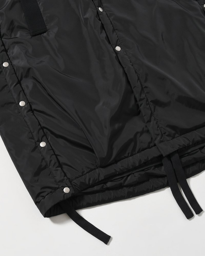 UNISEX PADDED LONG DOUBLE COAT -BLACK-
