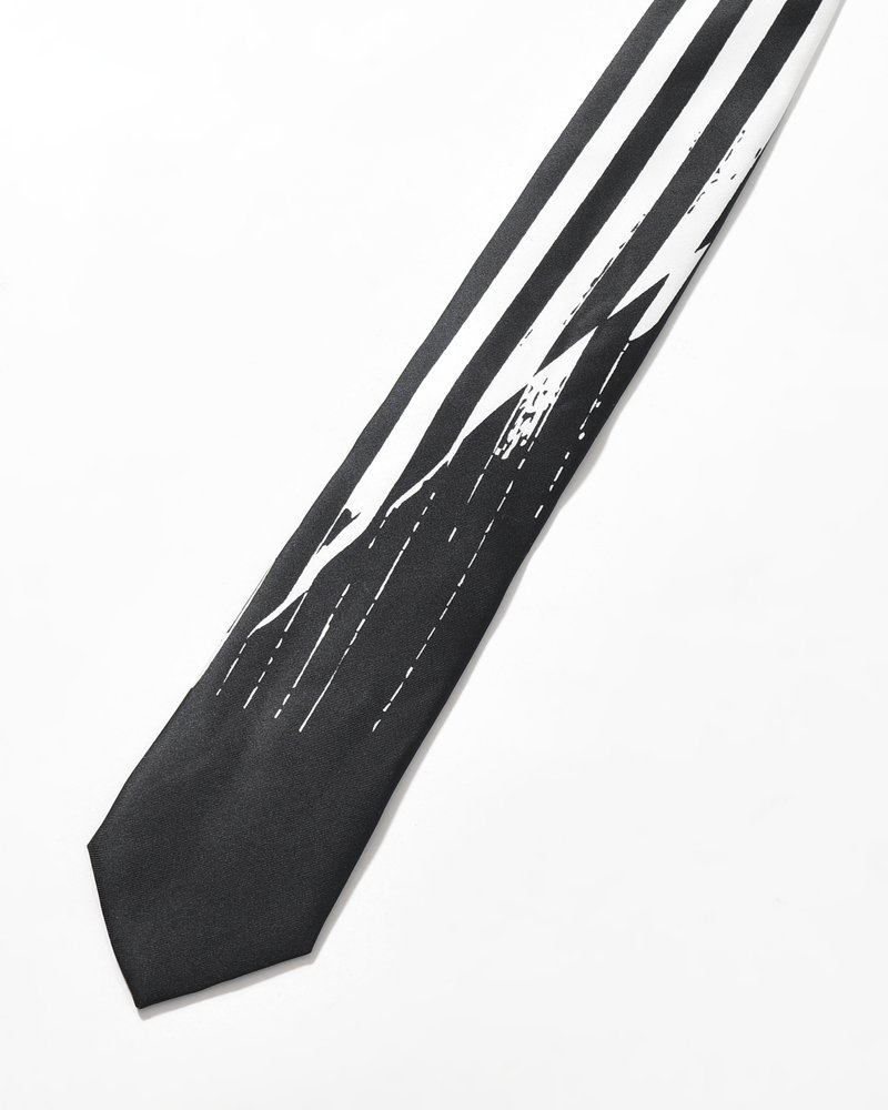 UNISEX STRIPES PRINTED TIE STRAP CLOSURE -BLACK/WHITE-