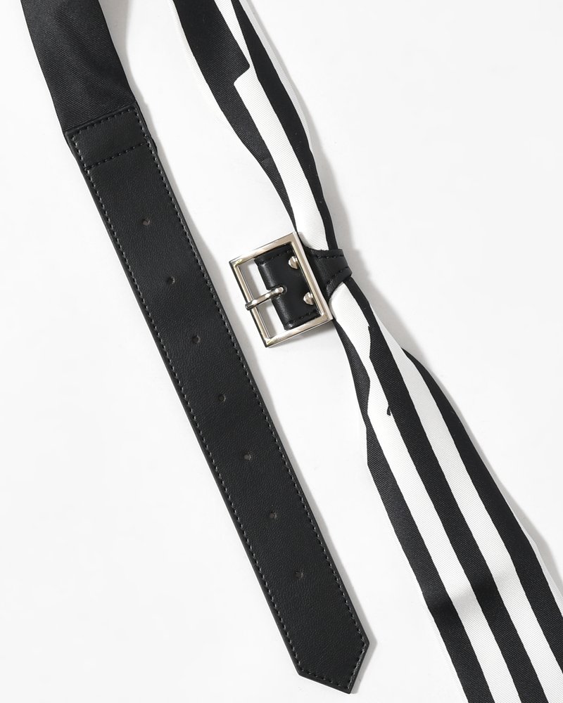 UNISEX STRIPES PRINTED TIE STRAP CLOSURE -BLACK/WHITE-