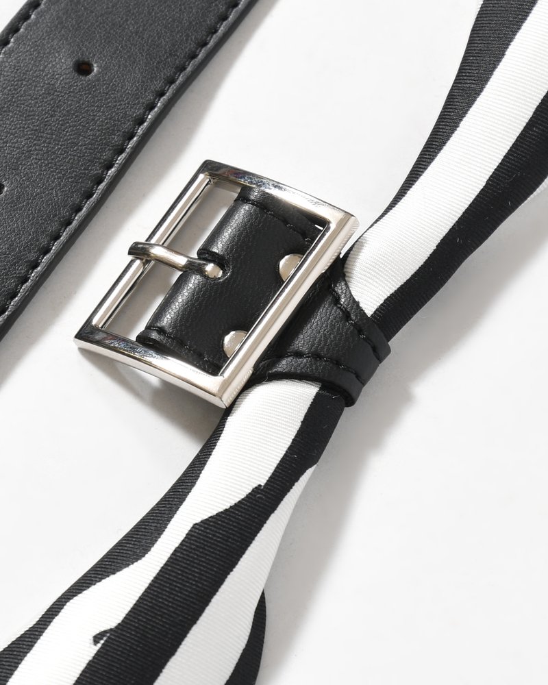 UNISEX STRIPES PRINTED TIE STRAP CLOSURE -BLACK/WHITE-