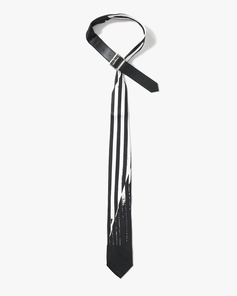 UNISEX STRIPES PRINTED TIE STRAP CLOSURE -BLACK/WHITE-