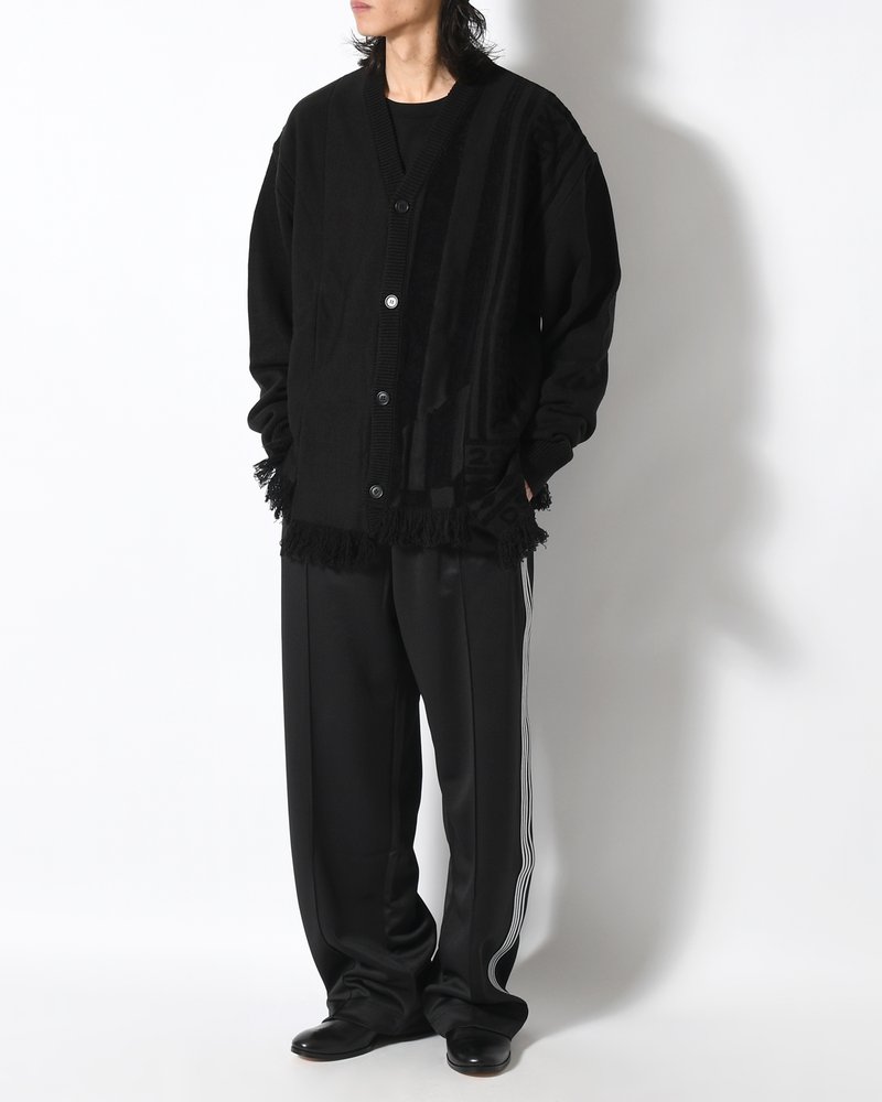 UNISEX 2 TONAL SCARVES PATCHWORK CARDIGAN -BLACK-