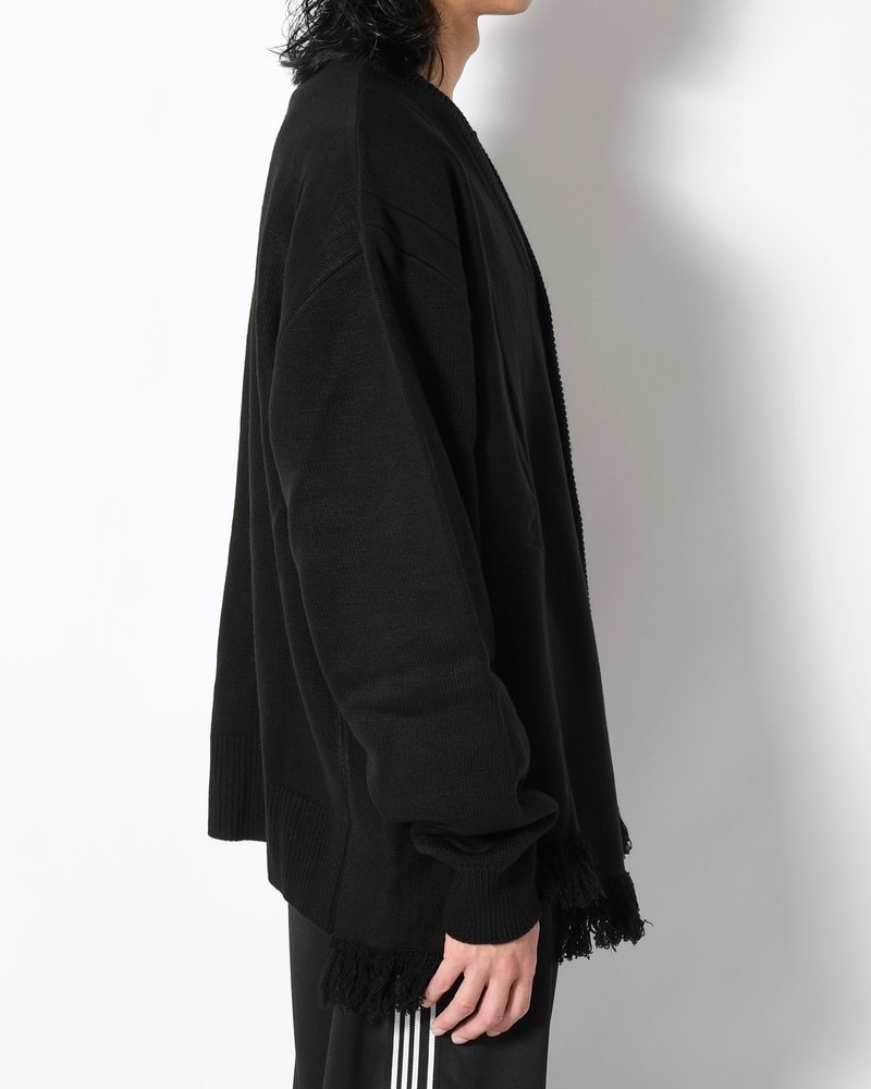 UNISEX 2 TONAL SCARVES PATCHWORK CARDIGAN -BLACK-