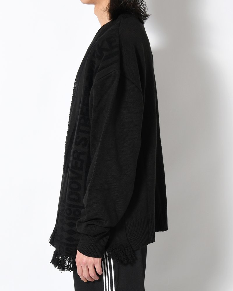 UNISEX 2 TONAL SCARVES PATCHWORK CARDIGAN -BLACK-