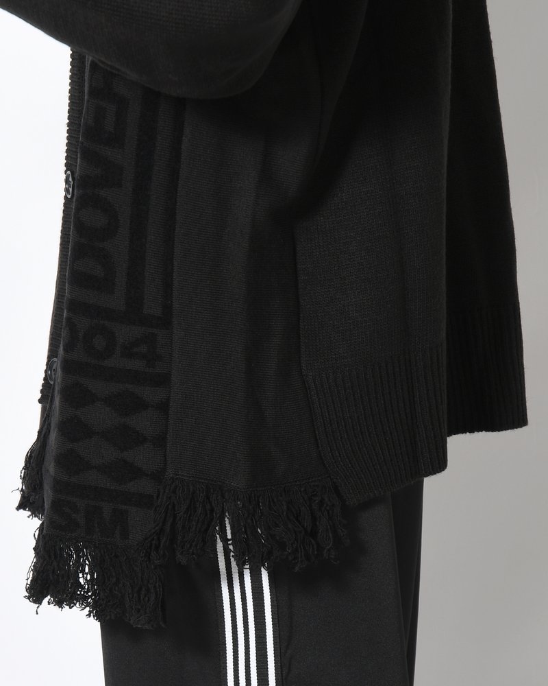 UNISEX 2 TONAL SCARVES PATCHWORK CARDIGAN -BLACK-