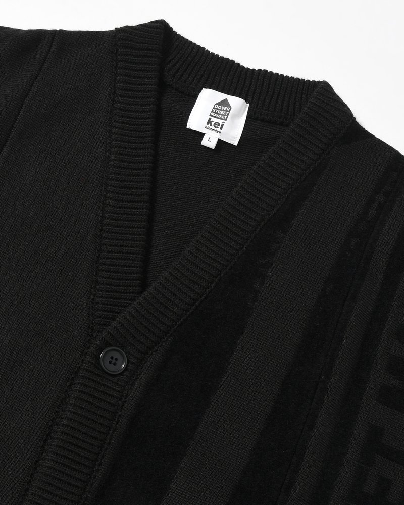UNISEX 2 TONAL SCARVES PATCHWORK CARDIGAN -BLACK-