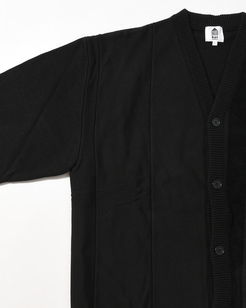 UNISEX 2 TONAL SCARVES PATCHWORK CARDIGAN -BLACK-