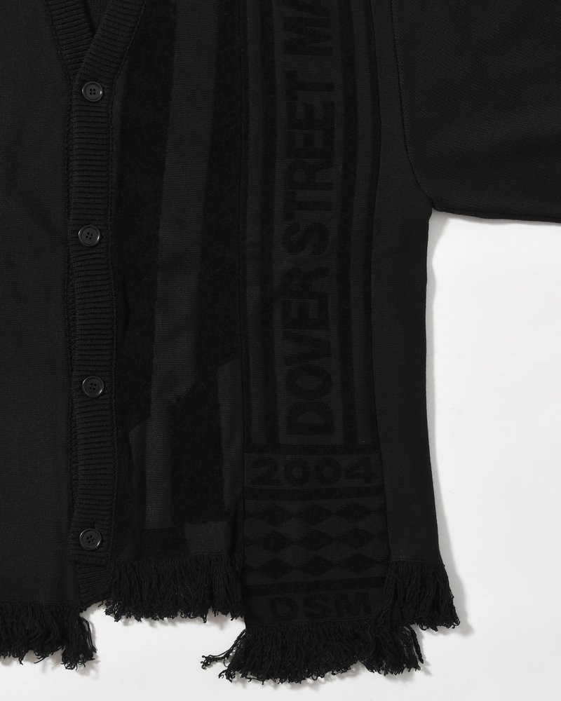 UNISEX 2 TONAL SCARVES PATCHWORK CARDIGAN -BLACK-