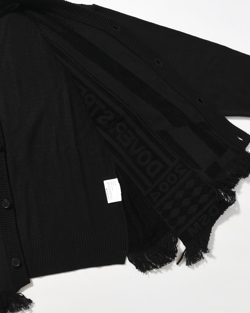 UNISEX 2 TONAL SCARVES PATCHWORK CARDIGAN -BLACK-