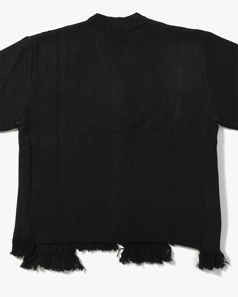 UNISEX 2 TONAL SCARVES PATCHWORK CARDIGAN -BLACK-