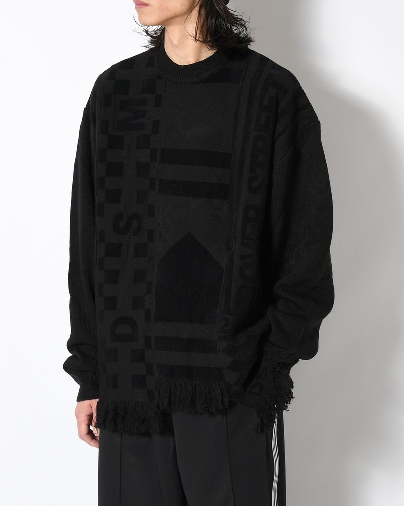 UNISEX 4 TONAL SCARVES PATCHWORK CREWNECK -BLACK-