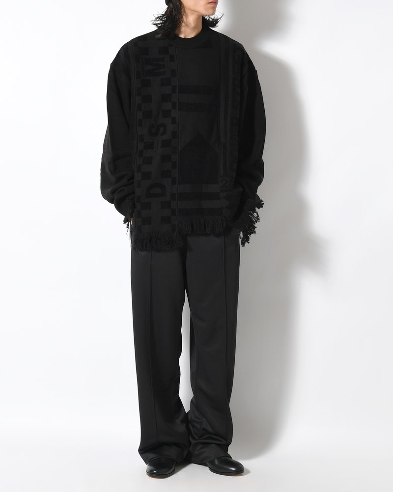 UNISEX 4 TONAL SCARVES PATCHWORK CREWNECK -BLACK-