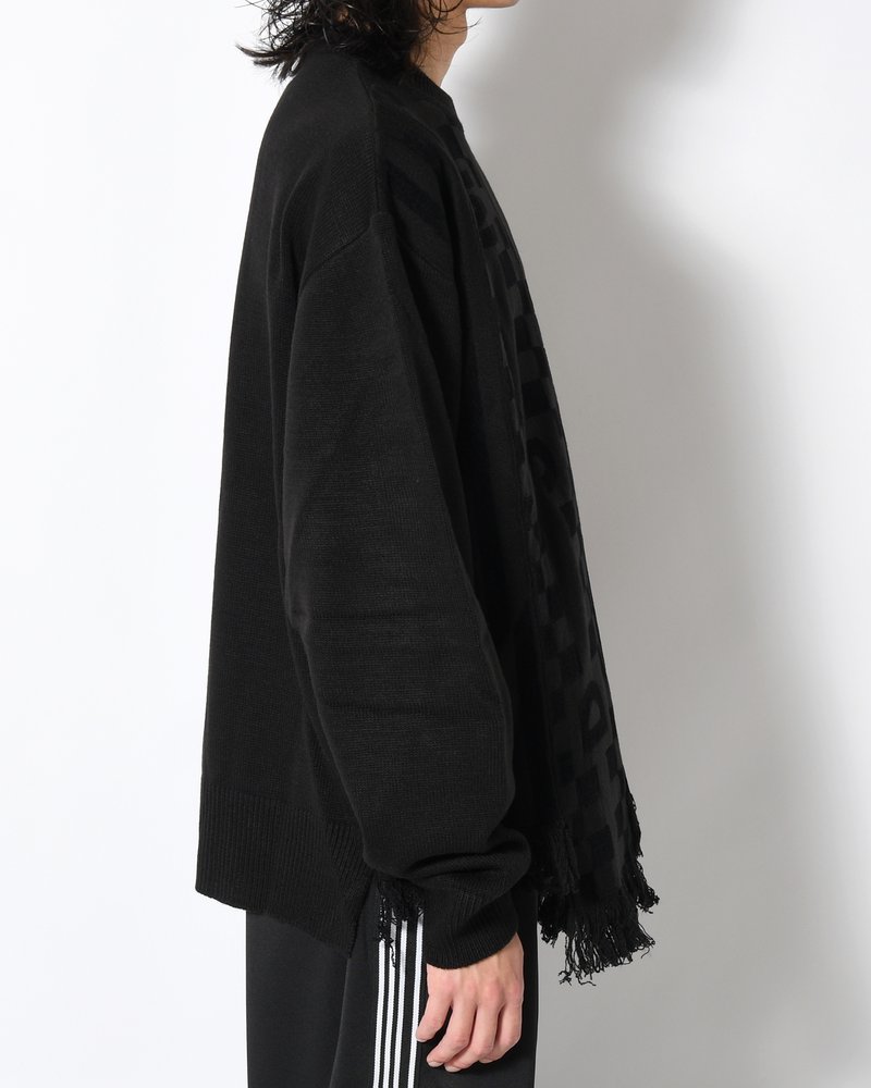 UNISEX 4 TONAL SCARVES PATCHWORK CREWNECK -BLACK-