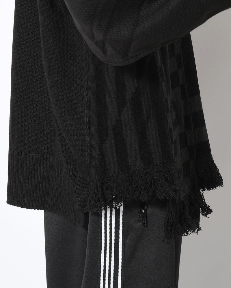 UNISEX 4 TONAL SCARVES PATCHWORK CREWNECK -BLACK-