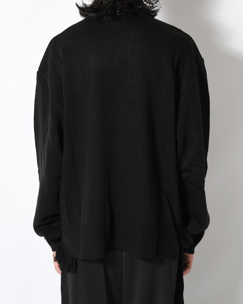 UNISEX 4 TONAL SCARVES PATCHWORK CREWNECK -BLACK-
