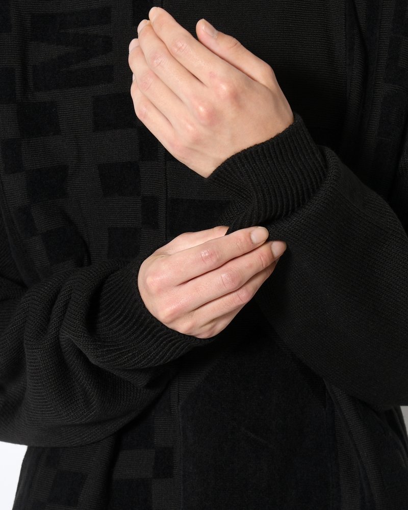 UNISEX 4 TONAL SCARVES PATCHWORK CREWNECK -BLACK-