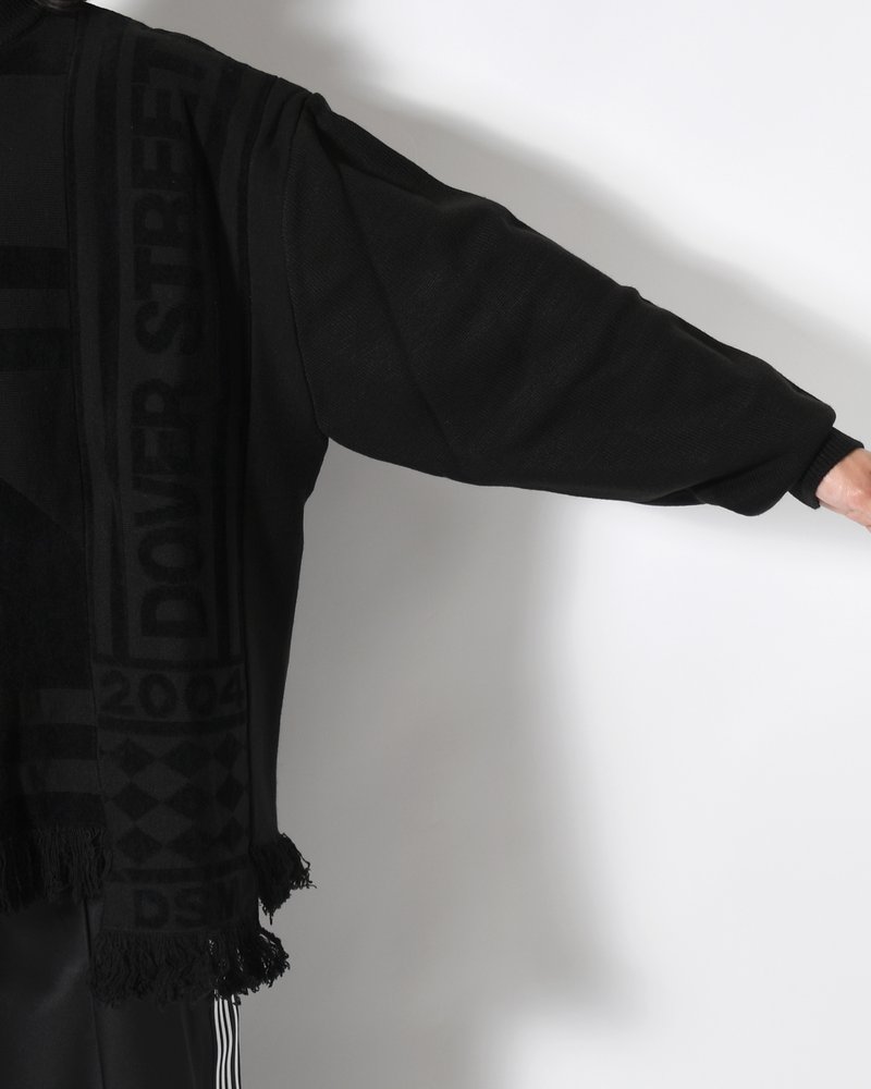 UNISEX 4 TONAL SCARVES PATCHWORK CREWNECK -BLACK-