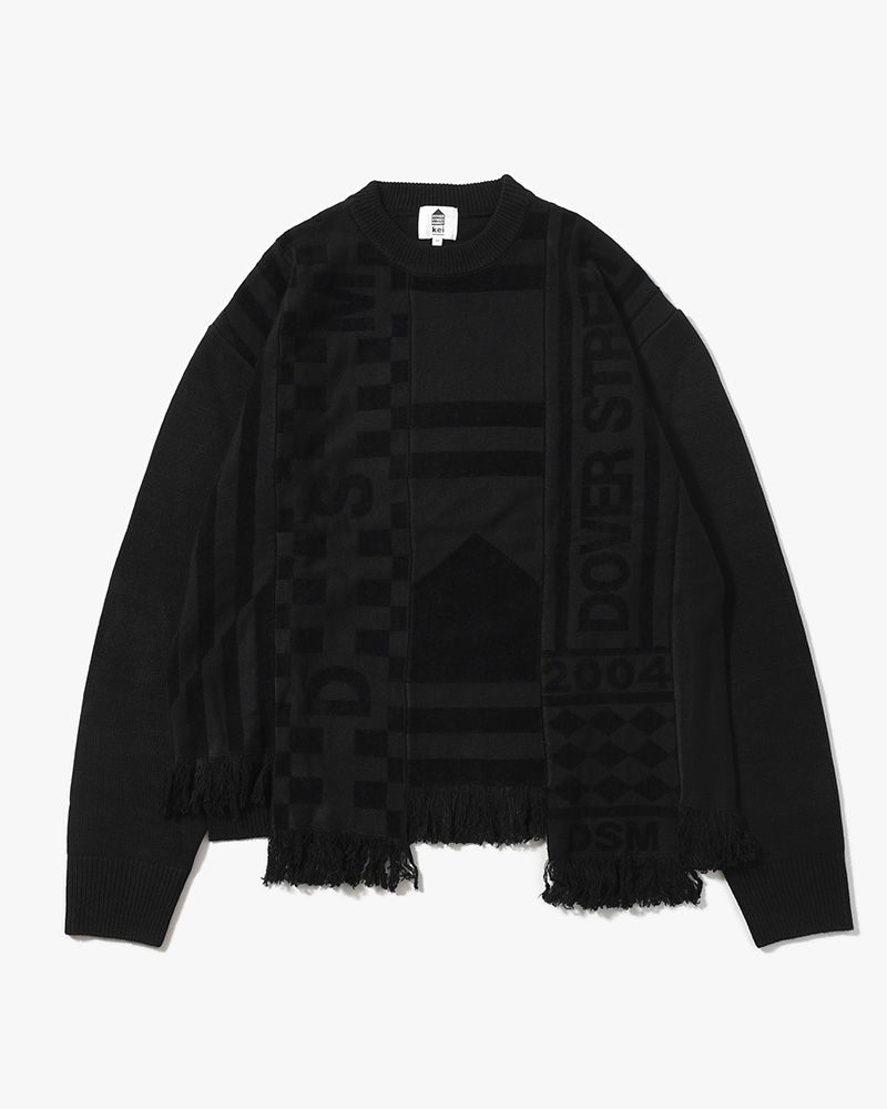UNISEX 4 TONAL SCARVES PATCHWORK CREWNECK -BLACK-