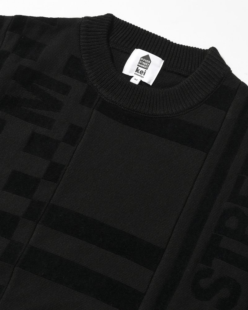 UNISEX 4 TONAL SCARVES PATCHWORK CREWNECK -BLACK-