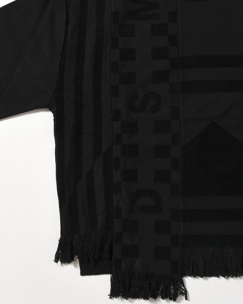 UNISEX 4 TONAL SCARVES PATCHWORK CREWNECK -BLACK-