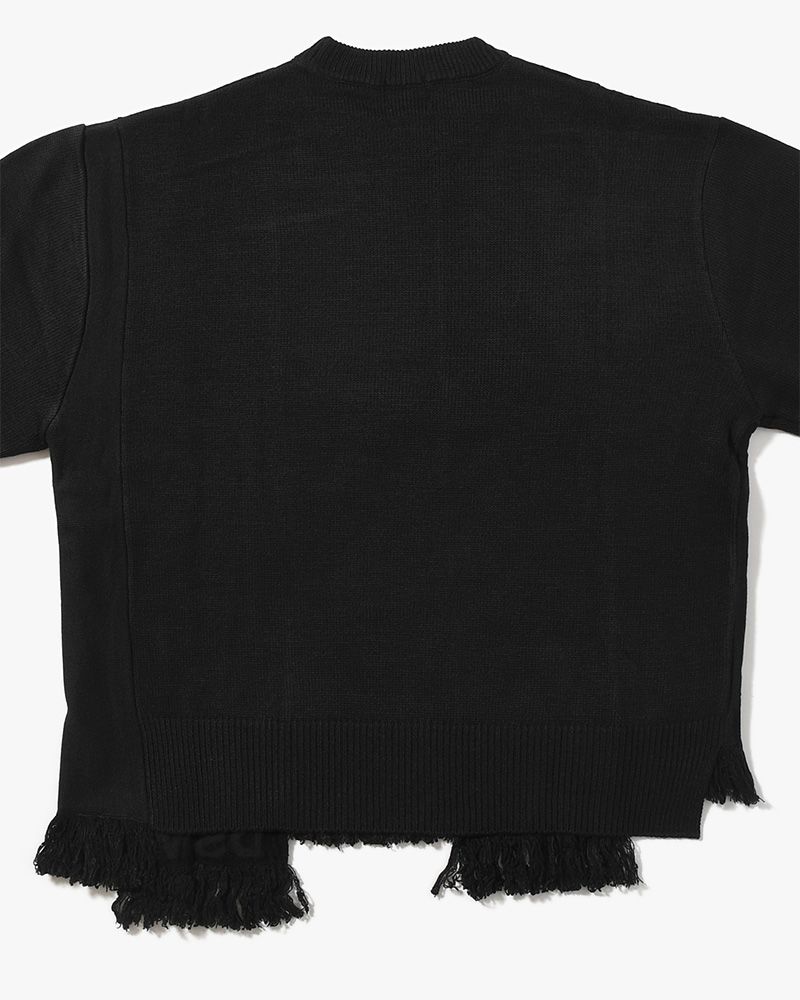 UNISEX 4 TONAL SCARVES PATCHWORK CREWNECK -BLACK-