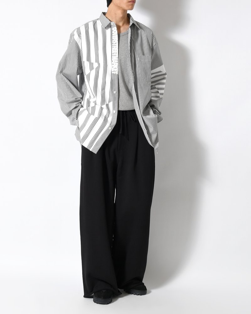 UNISEX PLEATED PANTS BACK PILE -BLACK-