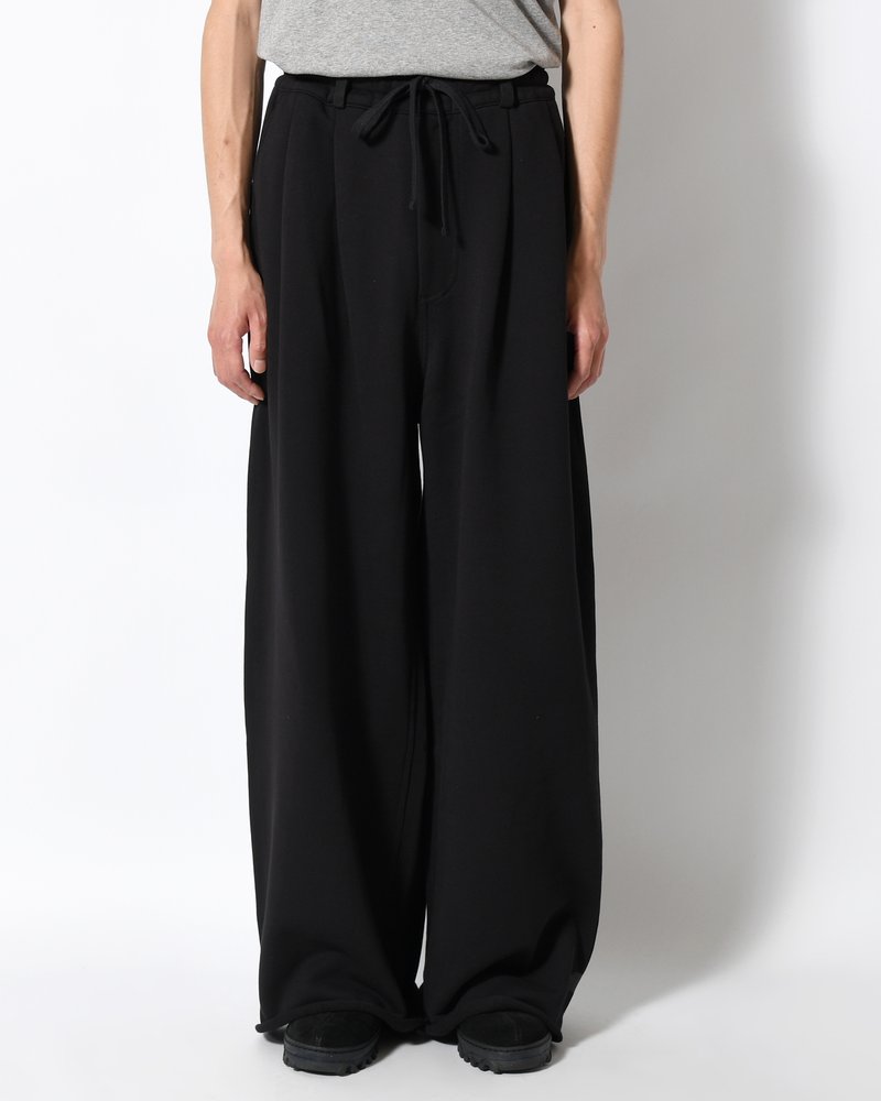 UNISEX PLEATED PANTS BACK PILE -BLACK-