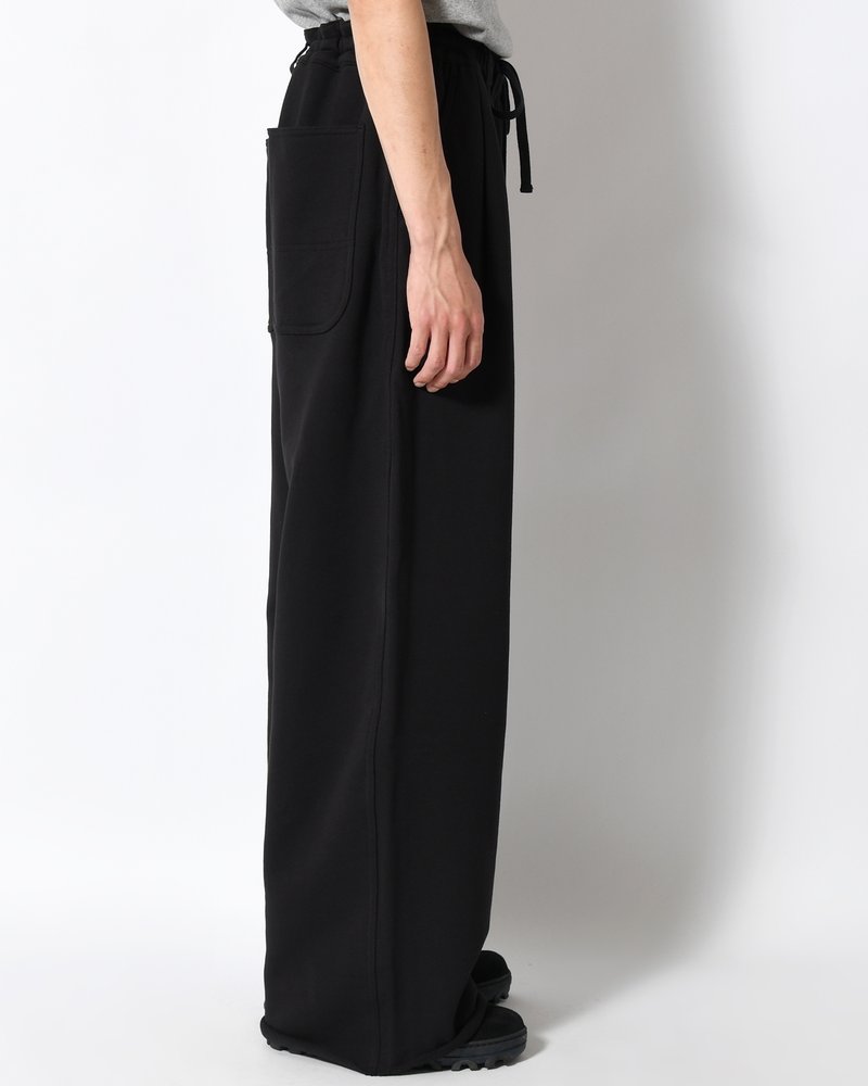 UNISEX PLEATED PANTS BACK PILE -BLACK-