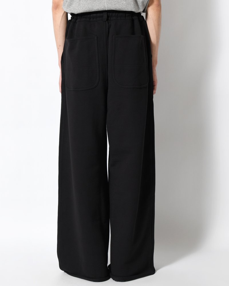 UNISEX PLEATED PANTS BACK PILE -BLACK-