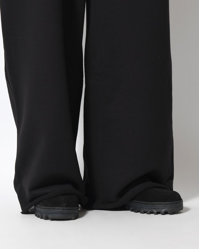 UNISEX PLEATED PANTS BACK PILE -BLACK-