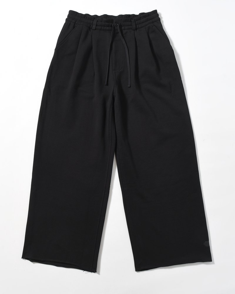 UNISEX PLEATED PANTS BACK PILE -BLACK-