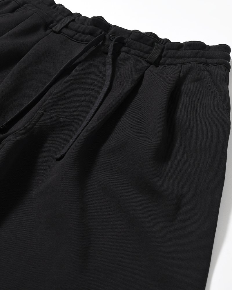 UNISEX PLEATED PANTS BACK PILE -BLACK-
