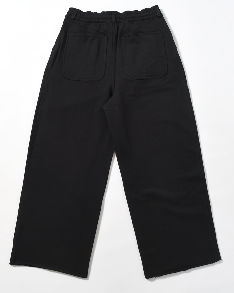 UNISEX PLEATED PANTS BACK PILE -BLACK-