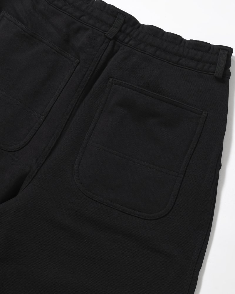 UNISEX PLEATED PANTS BACK PILE -BLACK-
