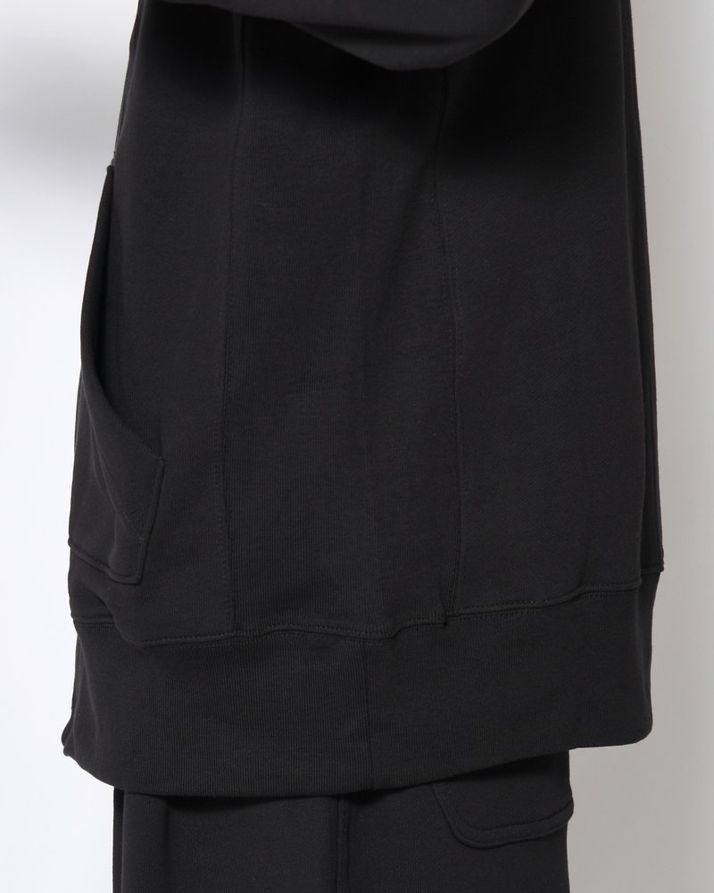 UNISEX HUT EMBROIDERY ZIPPED HOODIE -BLACK-