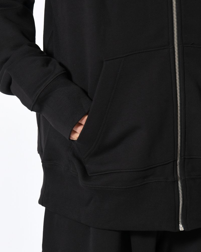 UNISEX HUT EMBROIDERY ZIPPED HOODIE -BLACK-
