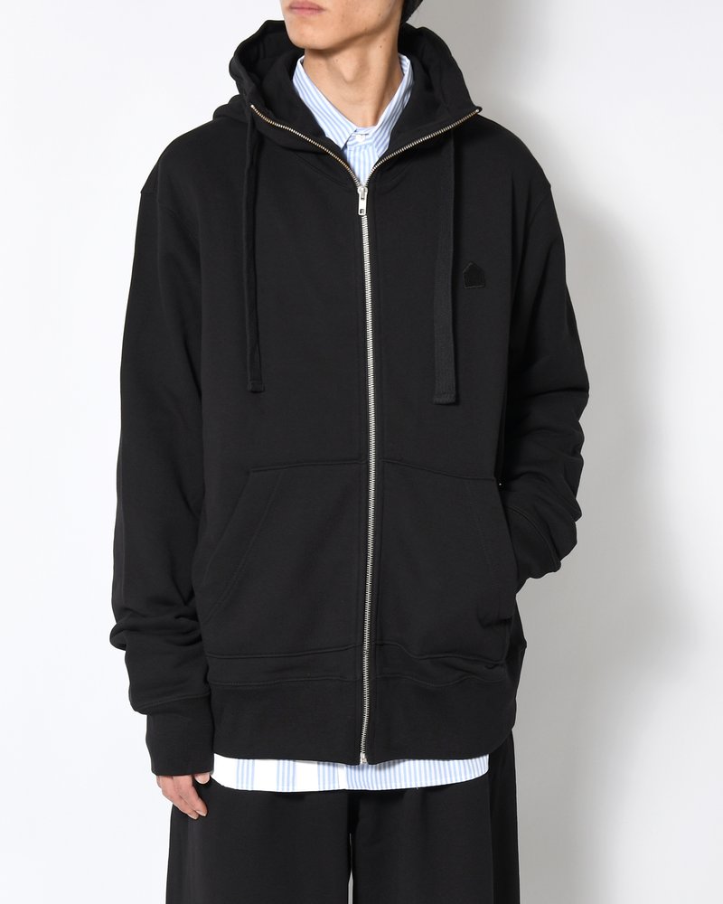 UNISEX HUT EMBROIDERY ZIPPED HOODIE -BLACK-