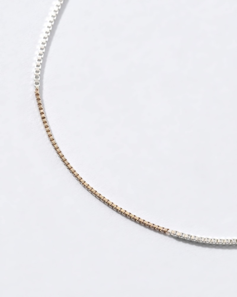 VENETIAN MIX CHAIN NECKLACE(18K GOLD 3cm) 50cm -SILVER-