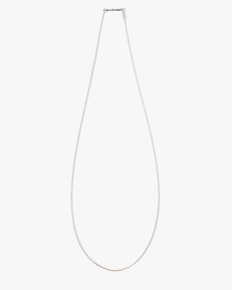 CABLE MIX CHAIN NECKLACE(18K GOLD 3cm) 50cm -SILVER-