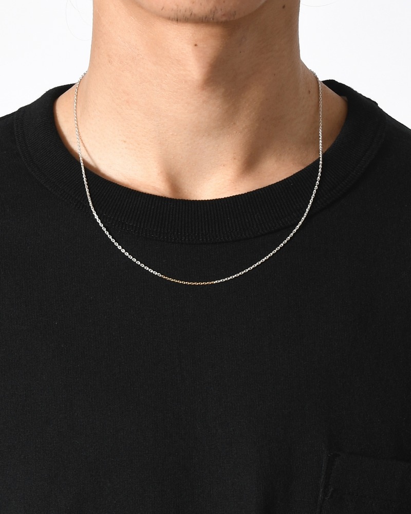 CABLE MIX CHAIN NECKLACE(18K GOLD 3cm) 50cm -SILVER-