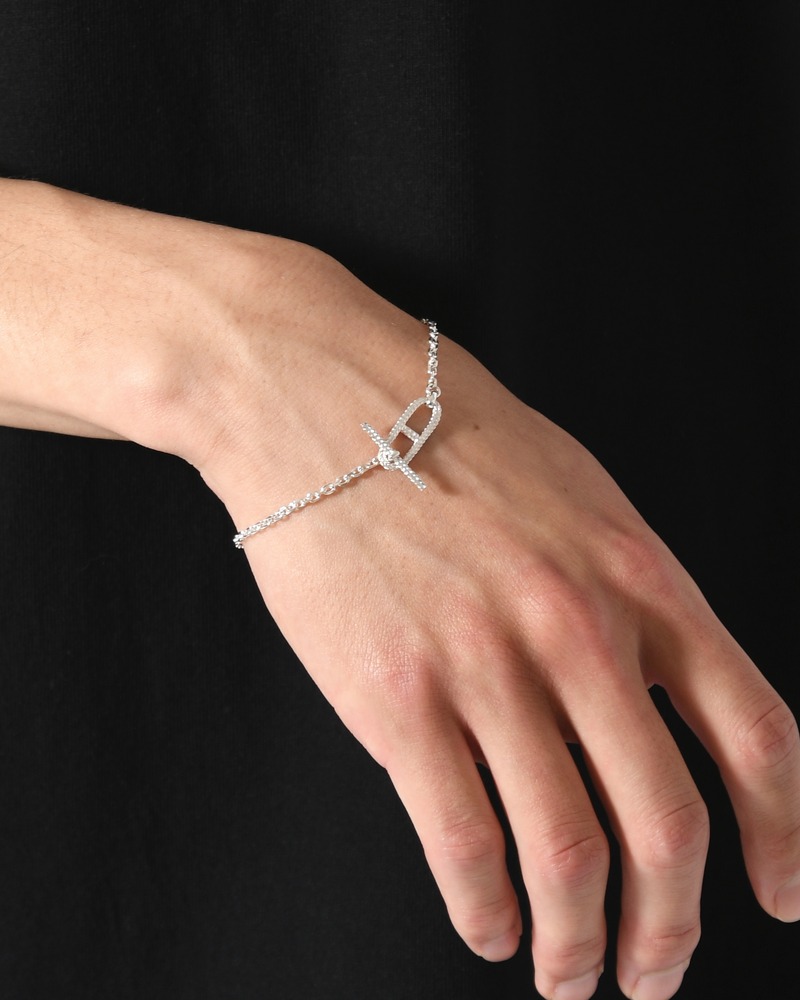 CABLE ROPE ANCHOR T-BAR BRACELET -SILVER-