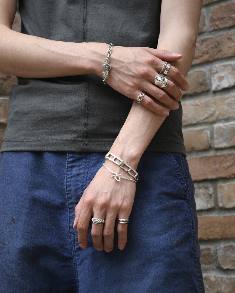 CABLE ROPE ANCHOR T-BAR BRACELET -SILVER-
